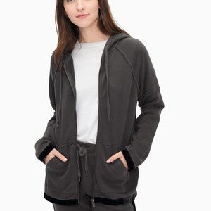 Splendid Velvet Mixed Media Zip Hoodie Size XS